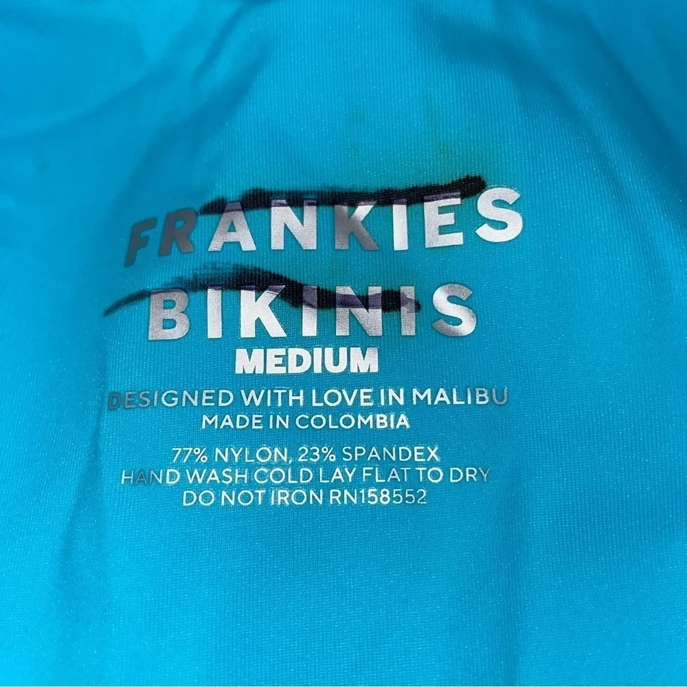 NWOT Frankie’s bikinis Enzo plisse cheeky bottoms aquamarine 12517